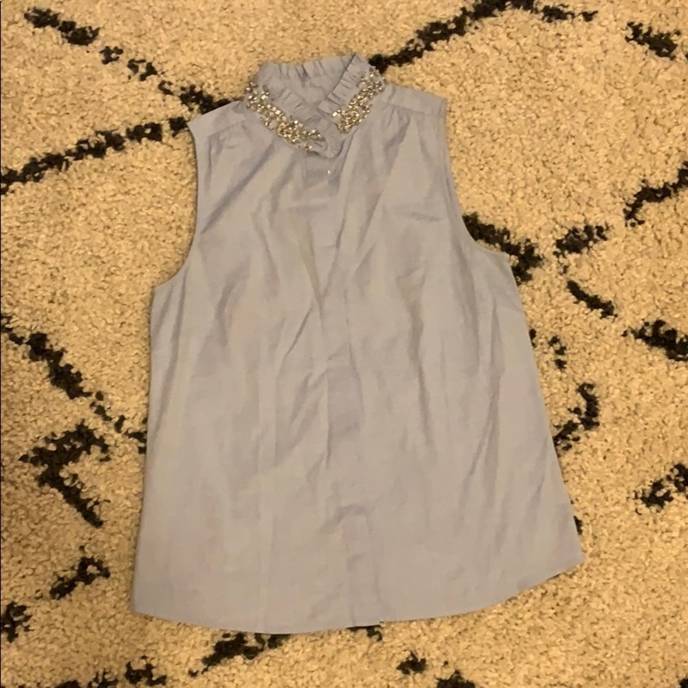 J. Crew Embellished Mockneck Pique Tank